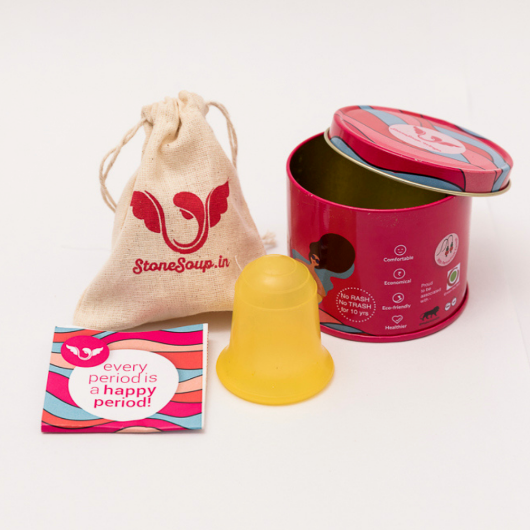 Yellow Menstrual Cup (Firm) – Reusable Silicone Cup for Heavy Flow
