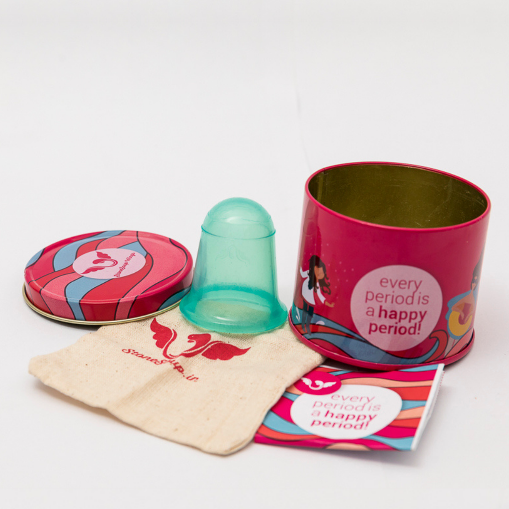 Teal/Blue Menstrual Cup (Medium) – Reusable Silicone Cup for Medium Flow