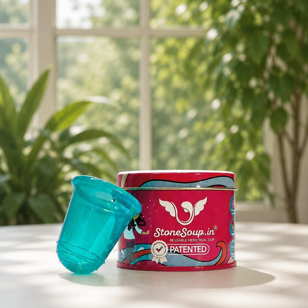 Teal/Blue Menstrual Cup (Medium) – Reusable Silicone Cup for Medium Flow