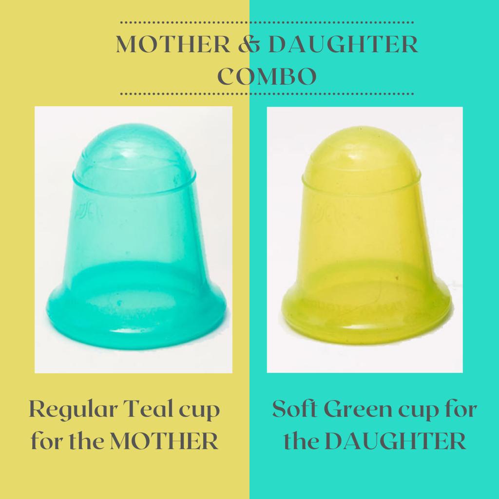 Stonesoup Menstrual Cup Mom and Daughter Combo- Blue and Green Cup