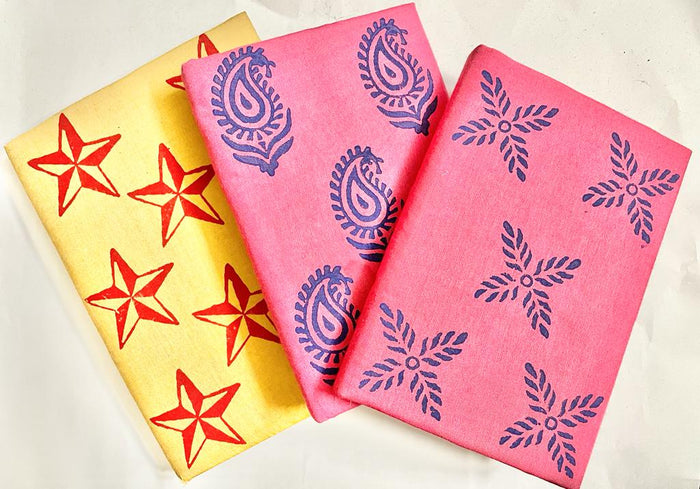 Silk bound print handmade fabric notebook
